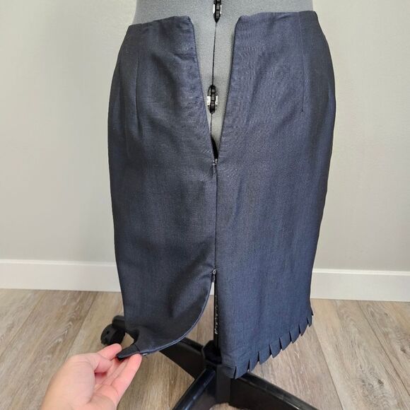 Tahari Vintage Mohair Pleated Hem Pencil Skirt Navy Blue Women 2 Business Casual - Picture 5 of 7